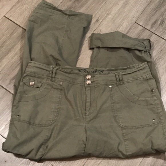 Style & Co Olive Green Stretch Cotton Twill Roll-Up Cargo Pants size 16 - Picture 6 of 9